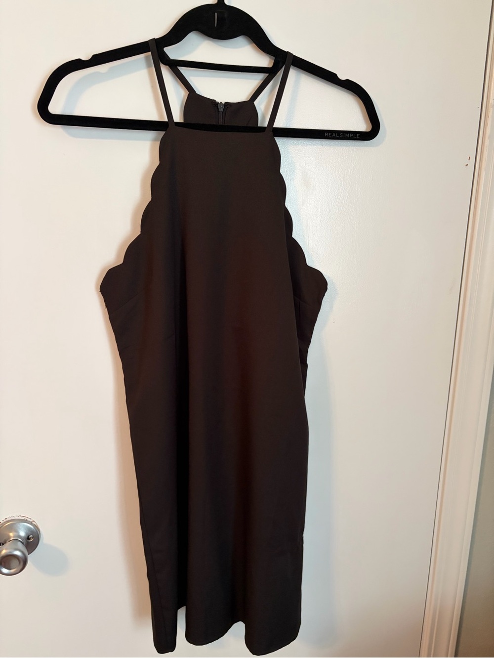 Lulu's Black Scallop Halter Midi Dress